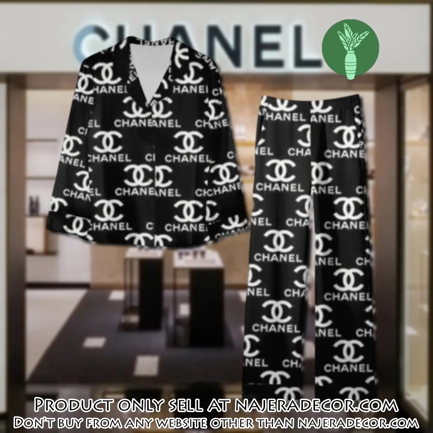 Trending luxury chanel satin pajama set pjs1041 njr3813386